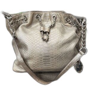 Michael Kors Metallic Python Embossed Chain Tote Bag